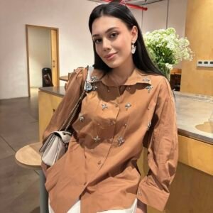 Taş işleme Kahve rengi Gömlek